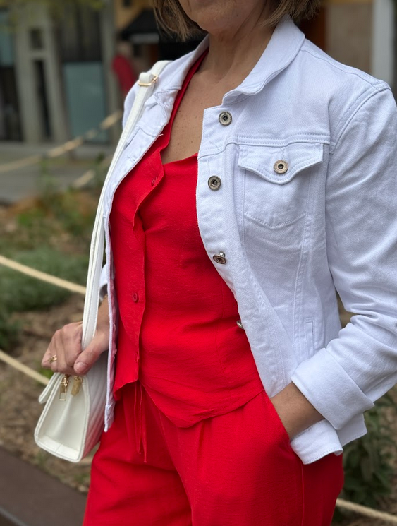 Cazadora denim básica - blanco