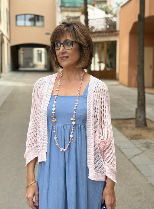 Chaqueta calada abierta - rosa, amarillo y azul