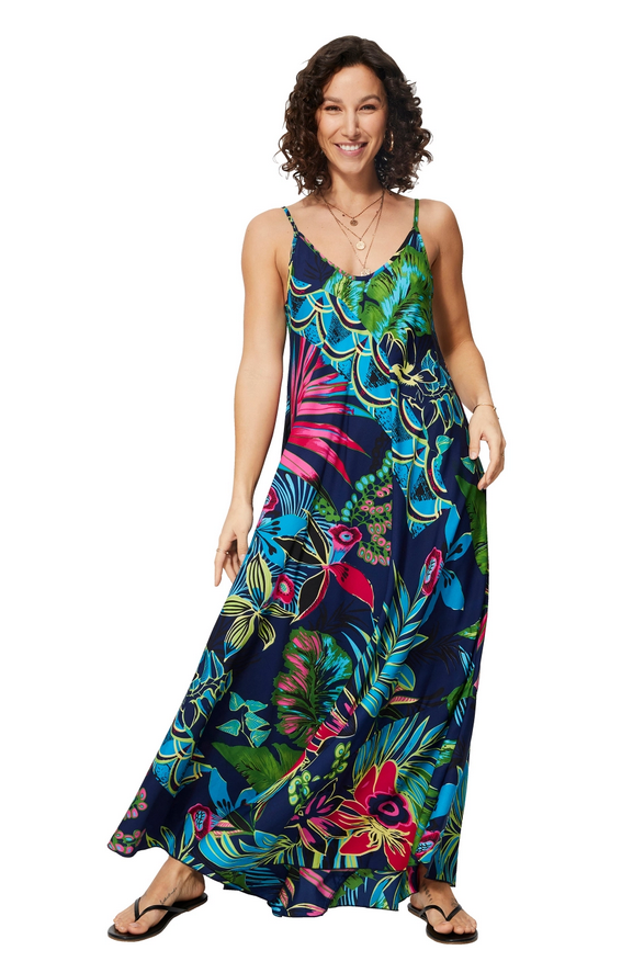 Vestido tropical - azul
