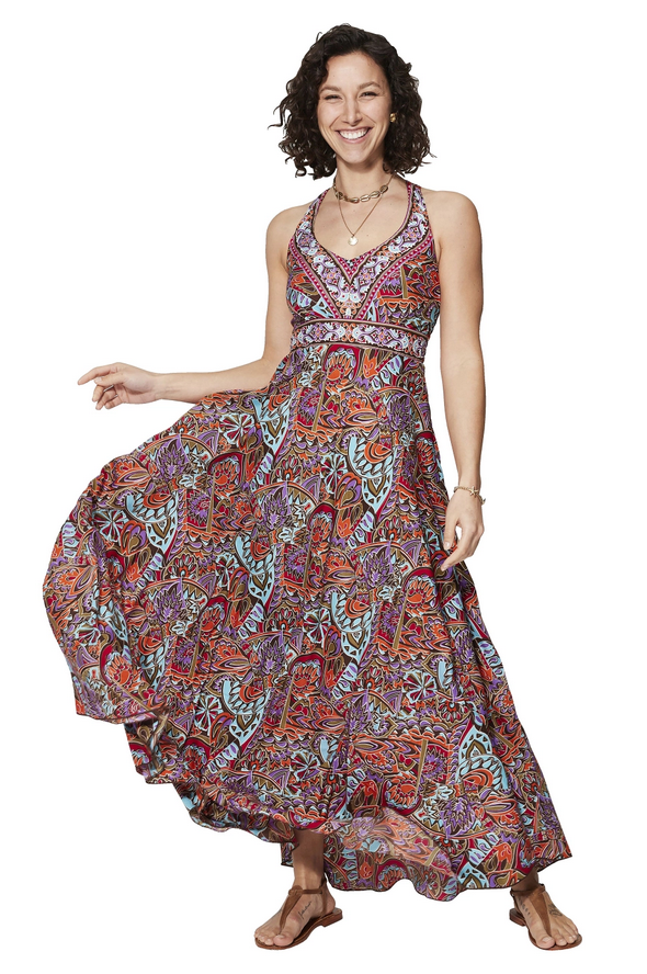 Vestido espalda fruncida - marrón