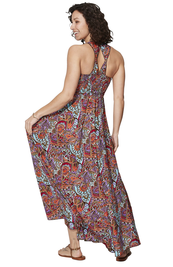 Vestido espalda fruncida - marrón