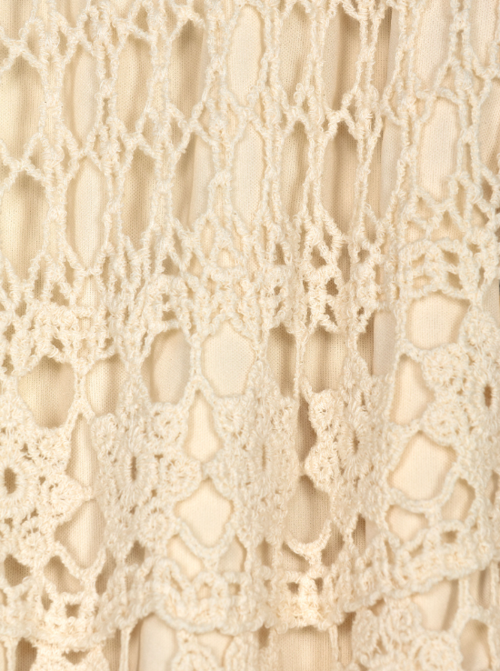 Falda guipur vuelos - blanco y beige