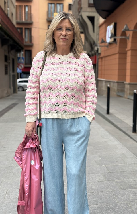 Conjunto calado rosa