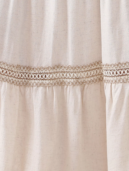 Falda efecto lino crochet - beige y blanco