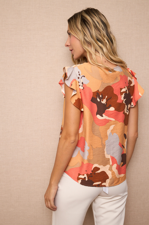 Blusa estampada - naranja