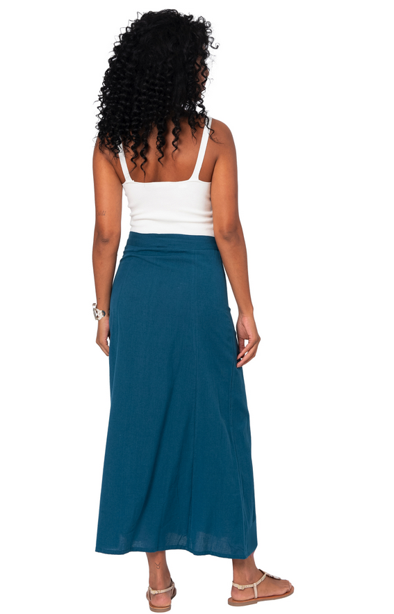 Falda larga lino botones