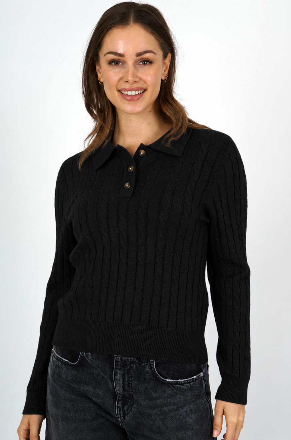 Jersey cuello polo negro