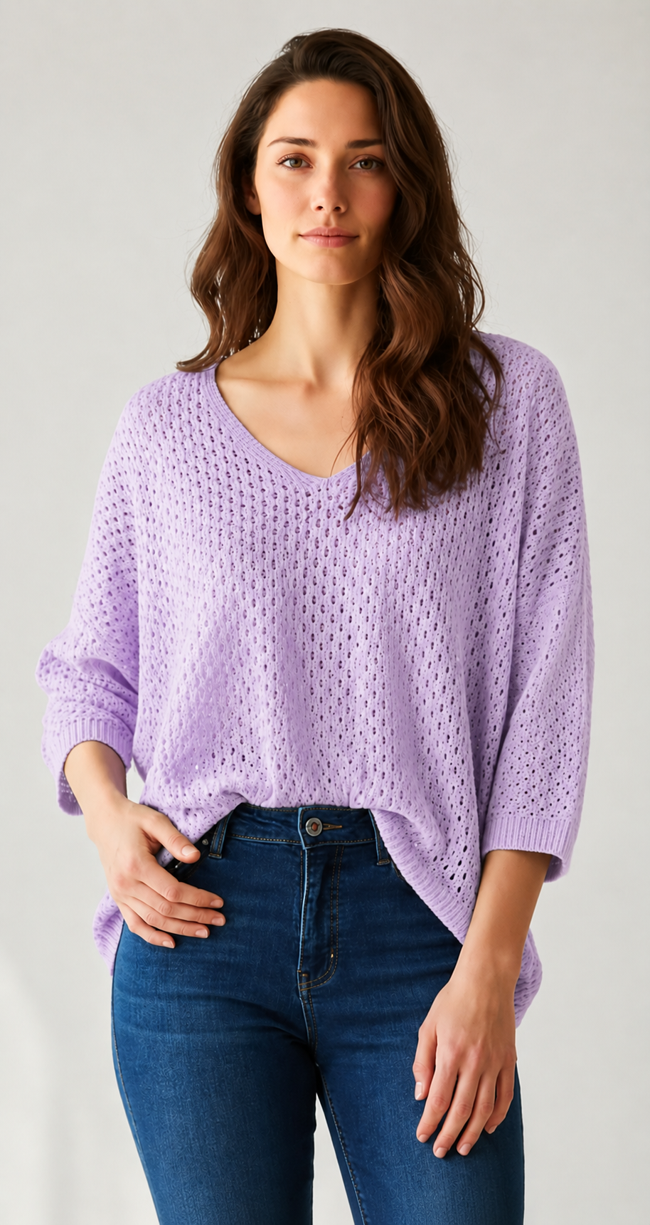 Jersey punto calado - lila