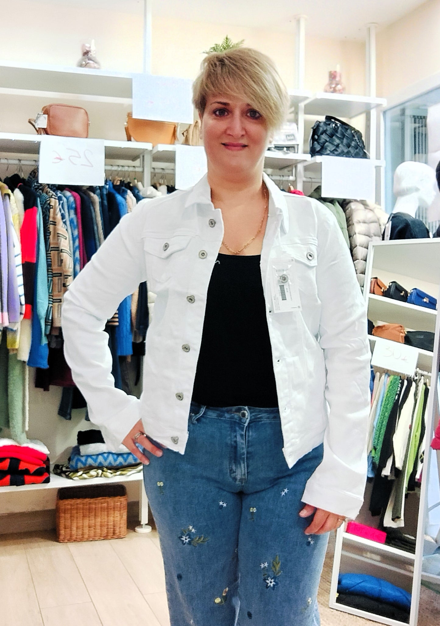 Cazadora denim básica - blanco