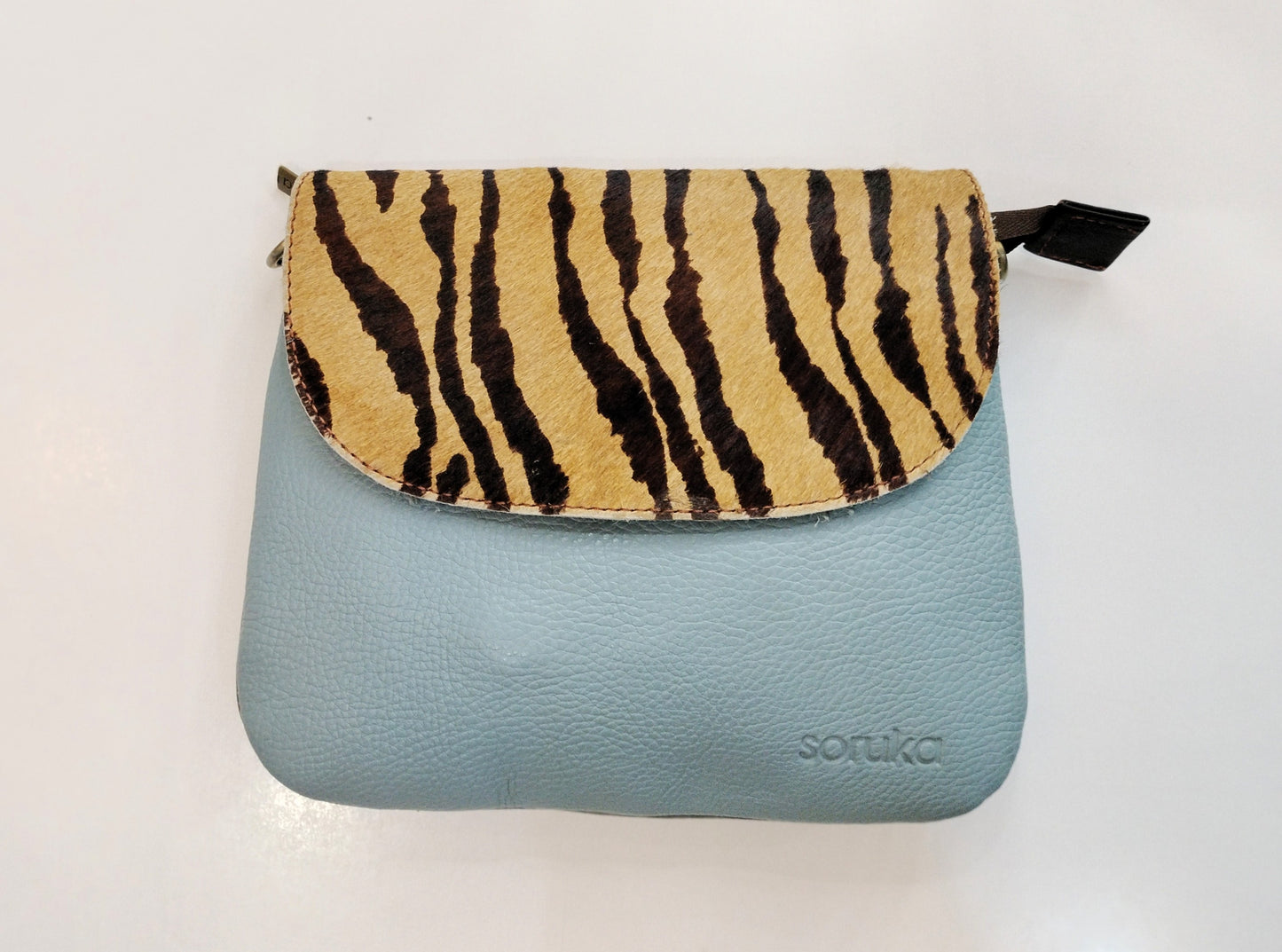 Bolso bandolera Cora - teja y azul