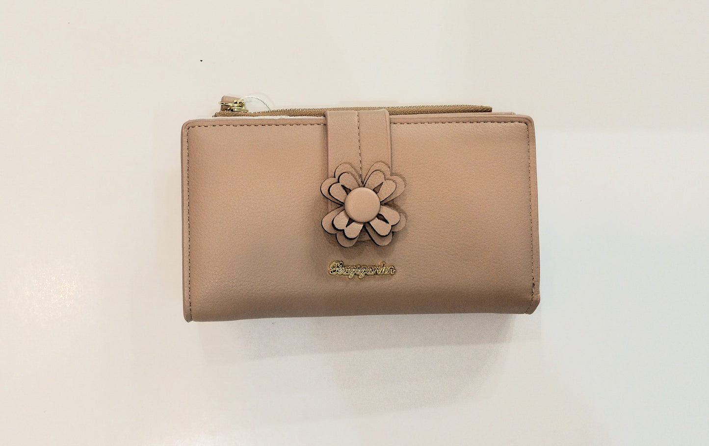 Monedero Flor grande - gris y camel