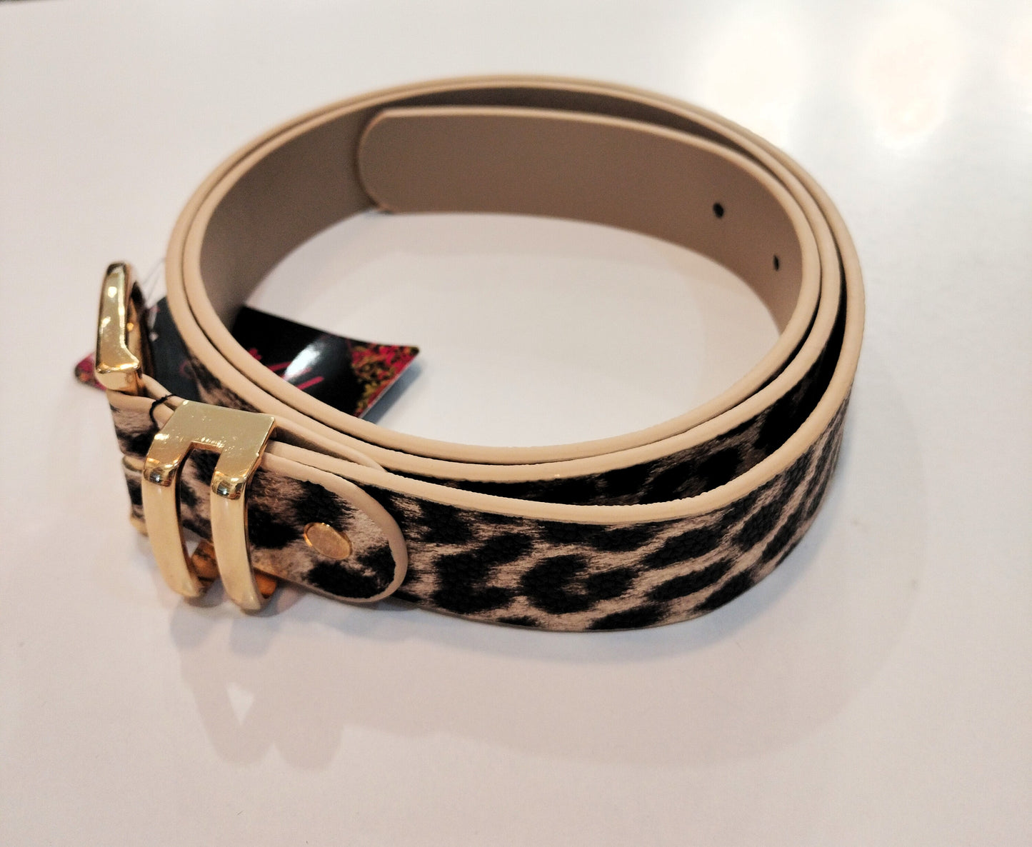 Cinturón Animal - camel y beige