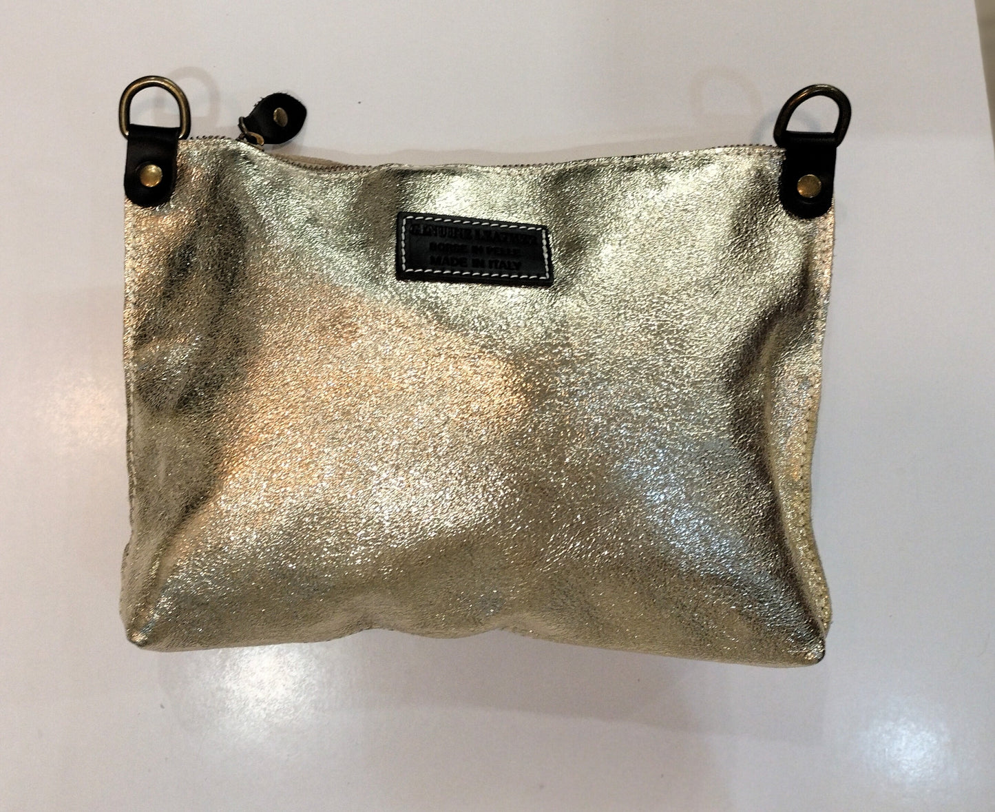 Bolso piel metalizado - plata y oro