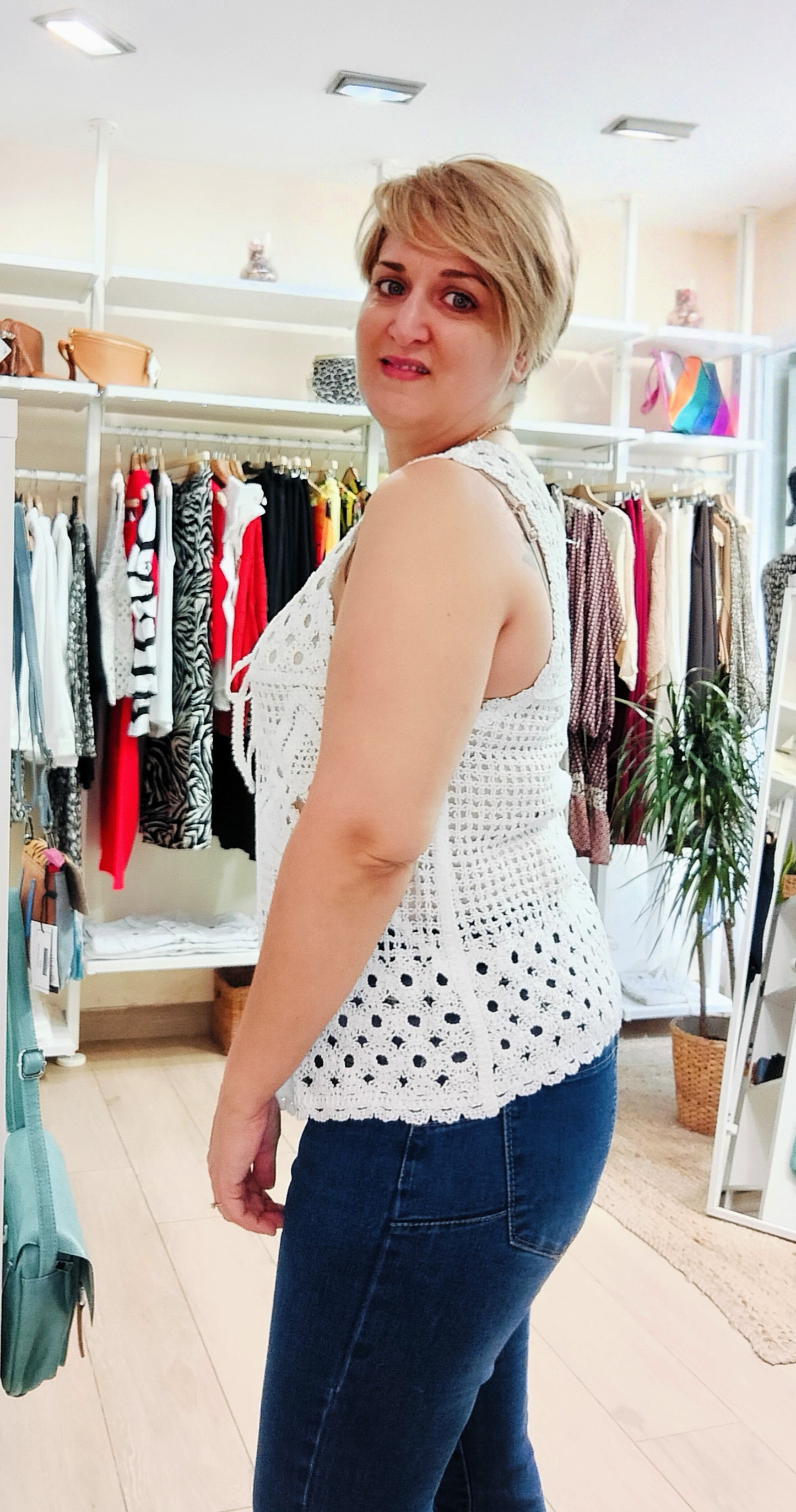 Chaleco crochet - blanco