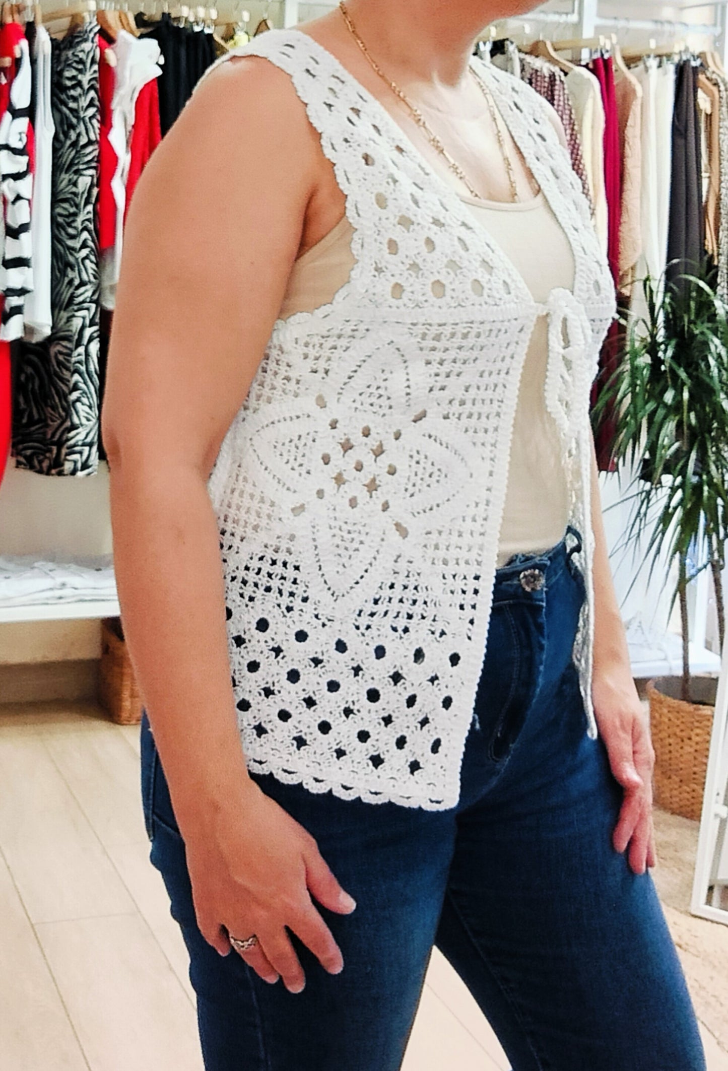 Chaleco crochet - blanco