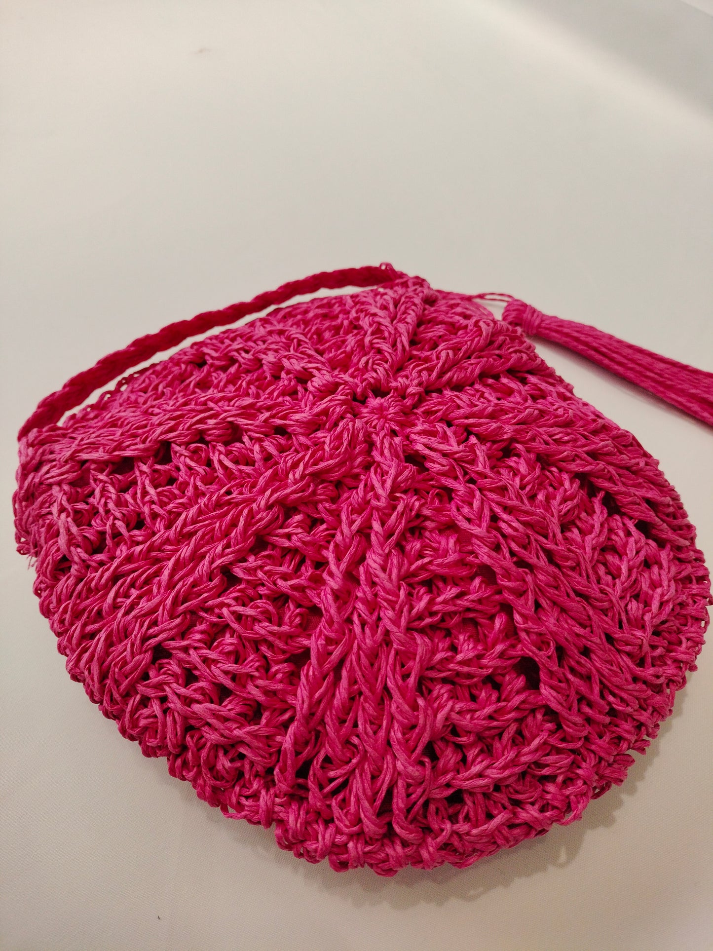 Bolso rafia - verde y fucsia