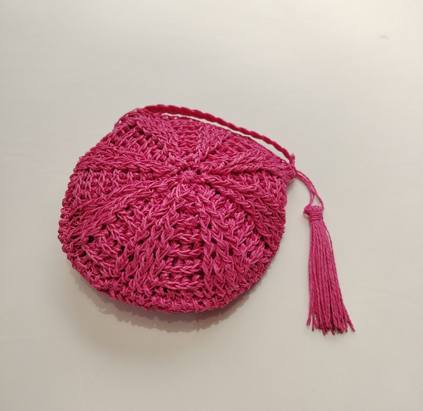 Bolso rafia - verde y fucsia
