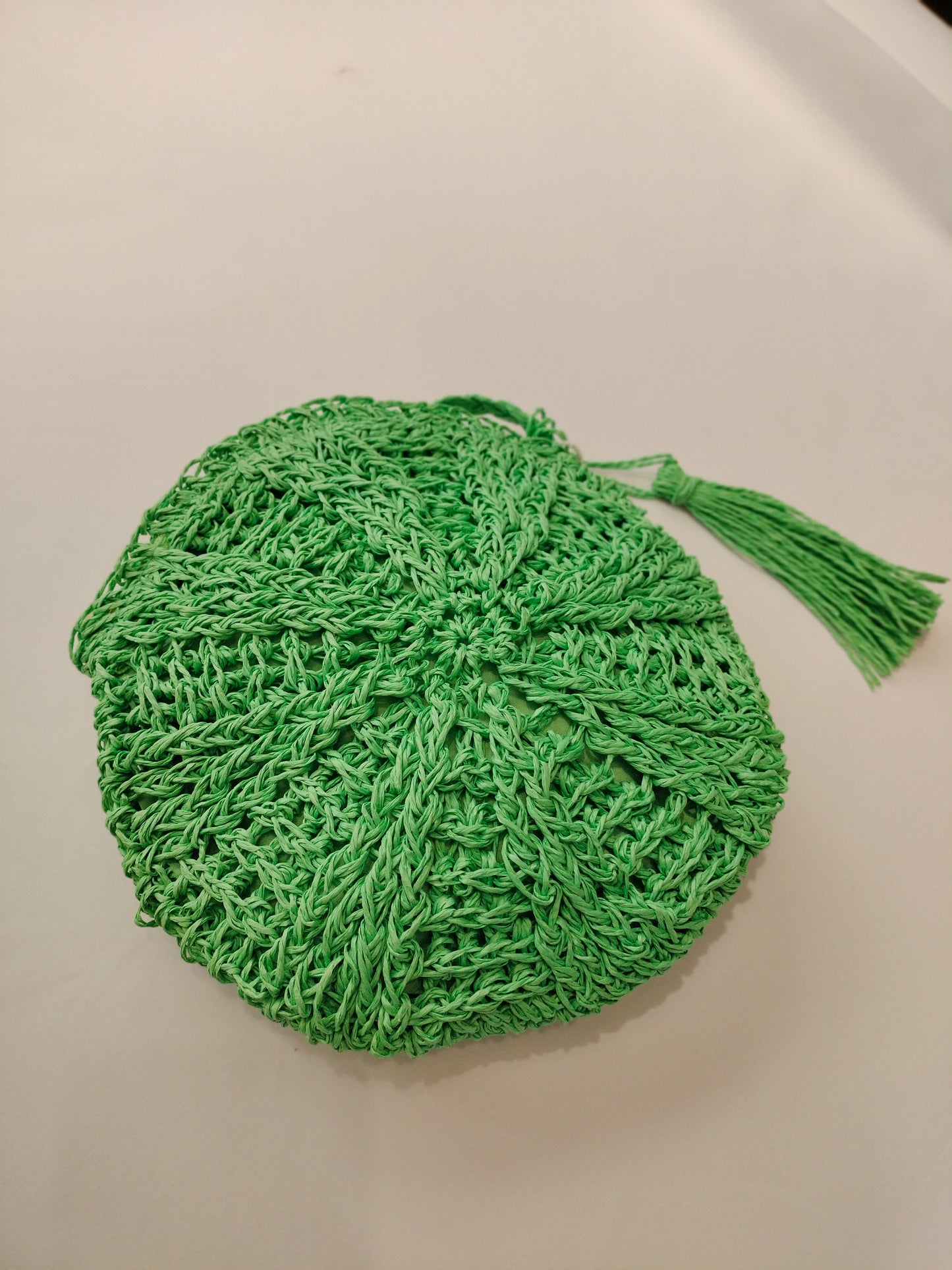 Bolso rafia - verde y fucsia