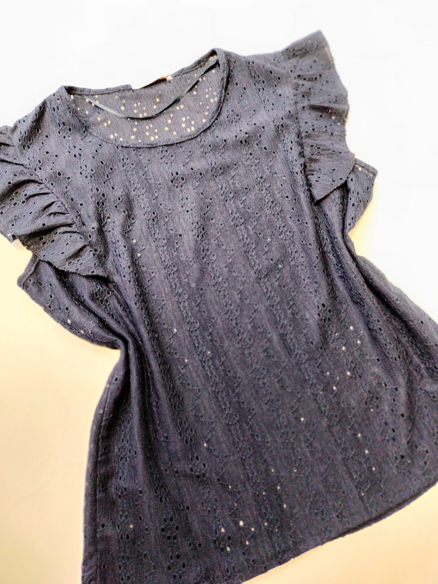 Camiseta calada volantes - azul marino y kaki