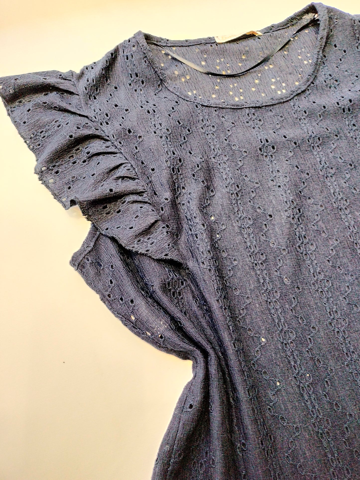 Camiseta calada volantes - azul marino y kaki