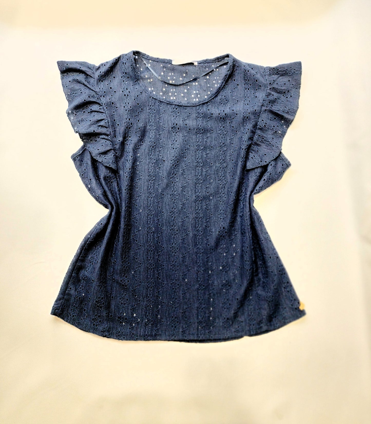 Camiseta calada volantes - azul marino y kaki