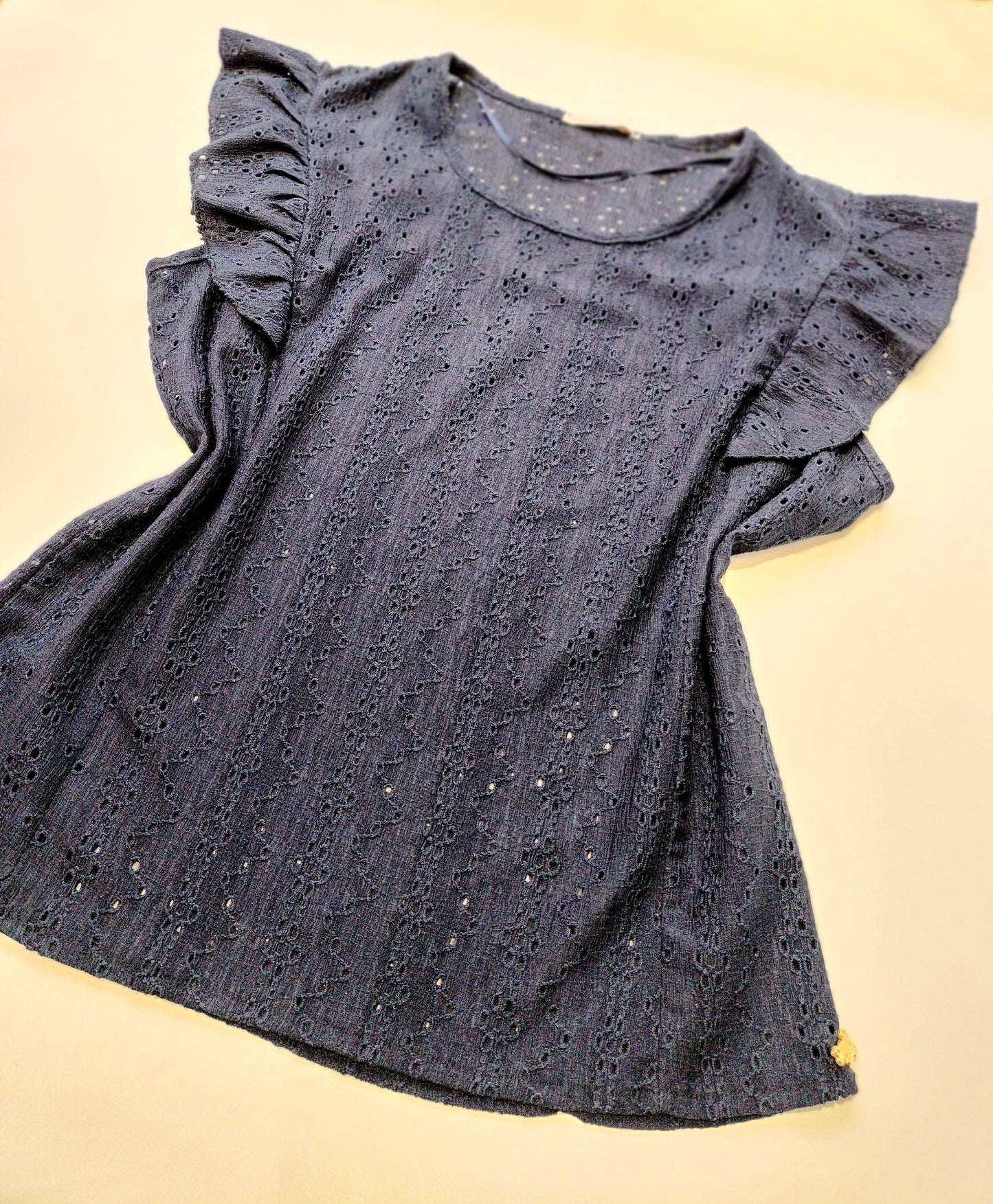 Camiseta calada volantes - azul marino y kaki