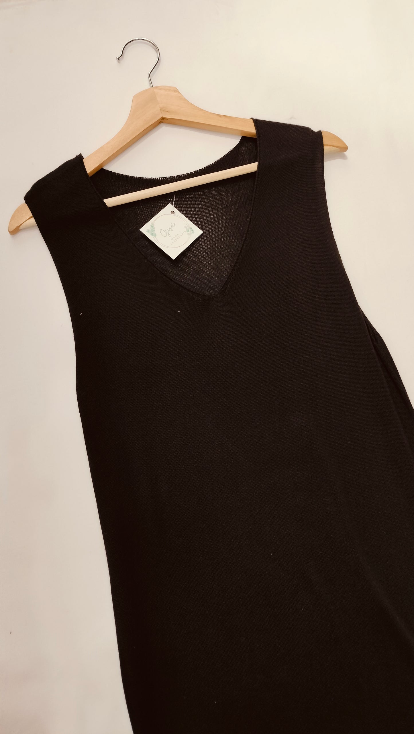 Vestido largo de punto - blanco y negro