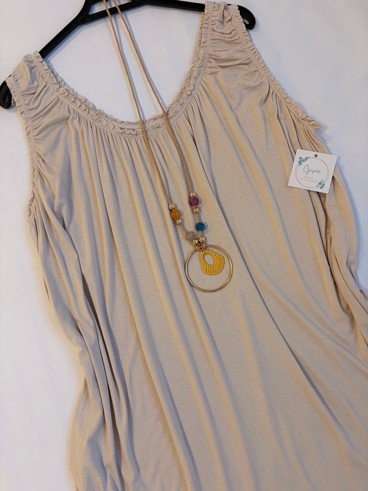 Camiseta sin mangas curvy - beige