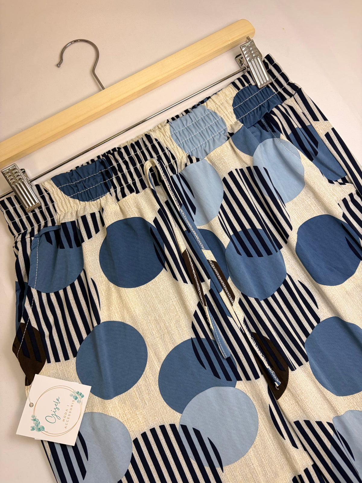 Pantalón lunares y rayas - azul