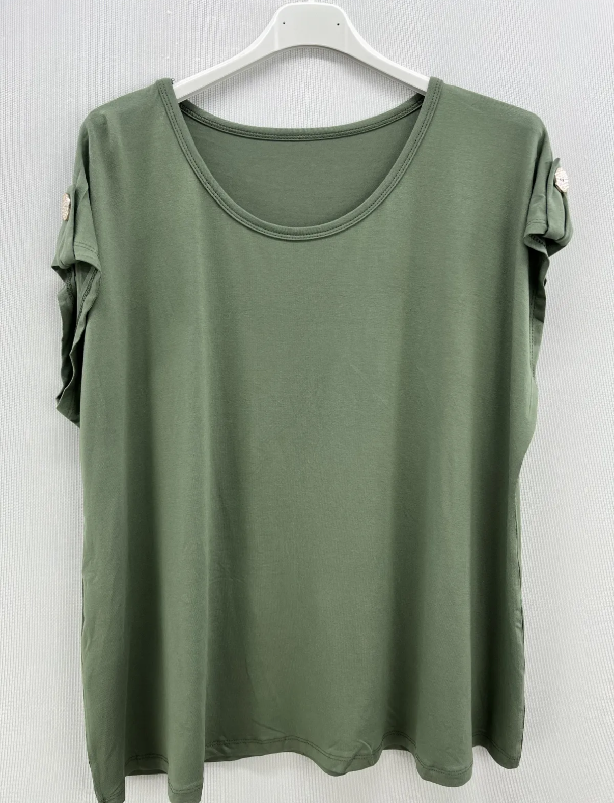 Camiseta curvy botón - kaki