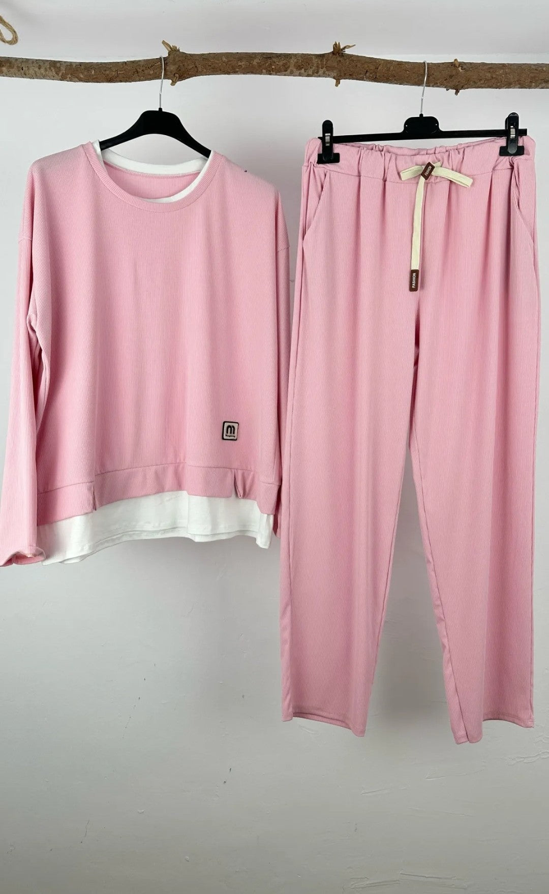 Sudadera efecto doble curvy - rosa