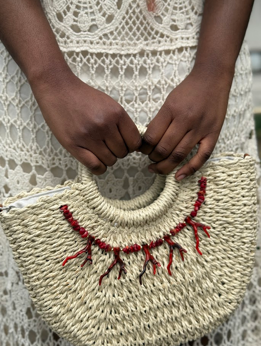 Bolso de mano efecto rafia