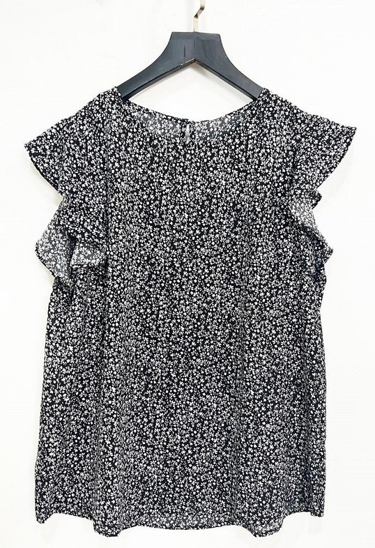 Blusa estampado flores blancas - negro