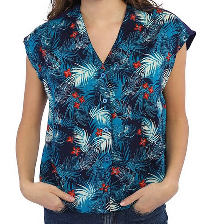 Blusa palmeras Palamós - azul