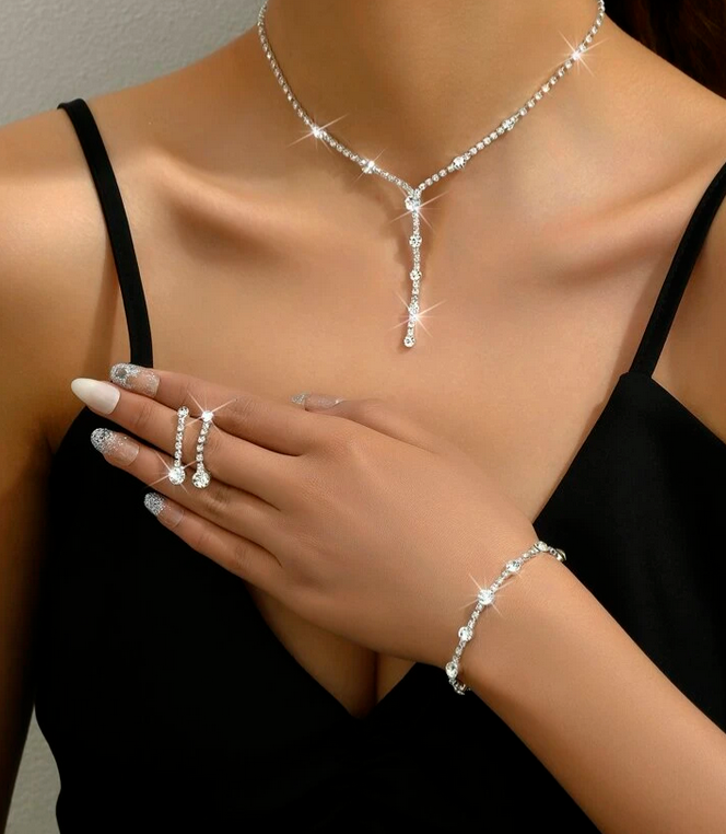 Conjunto diamante - plateado