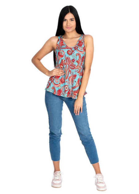 Blusa tirantes estampada - rojo