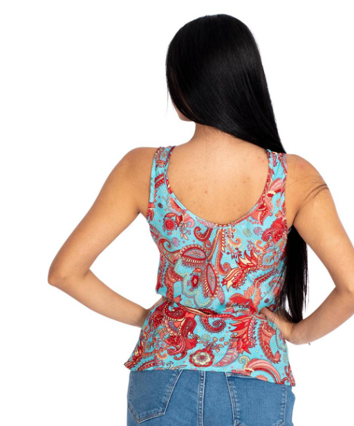 Blusa tirantes estampada - rojo