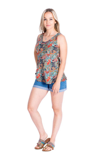 Blusa tirantes estampada - azul marino