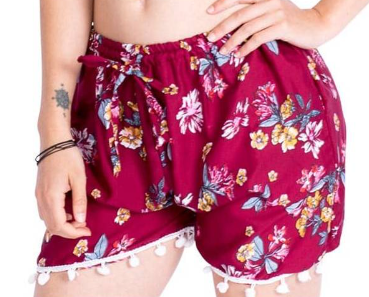 Short flores - rojo