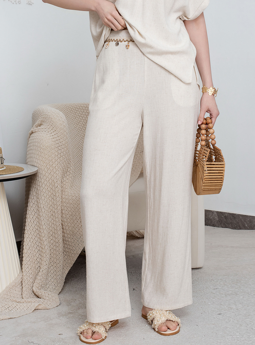Pantalón lino conchas