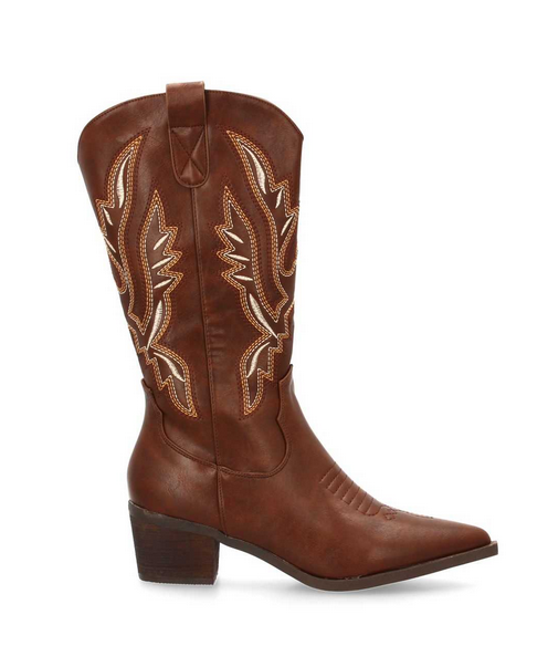 Bota cowboy caña alta con bordados