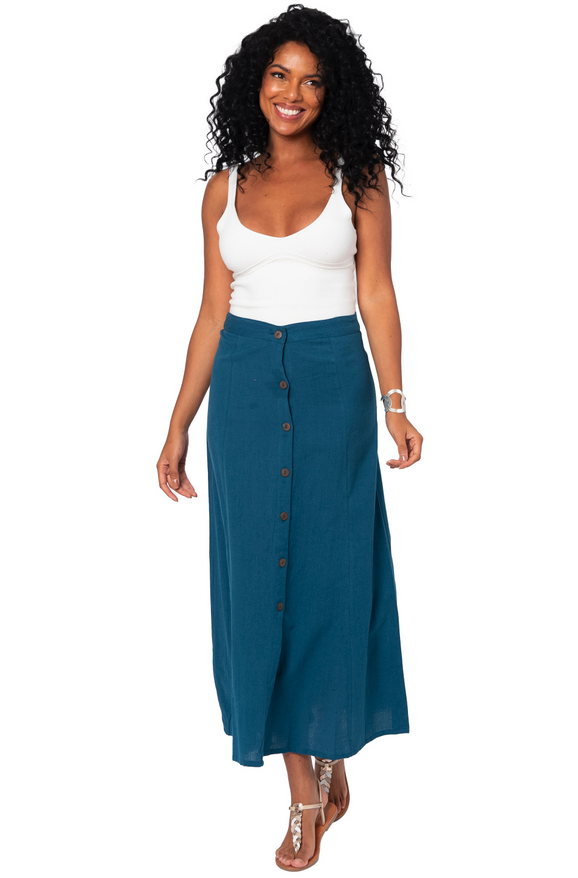 Falda larga lino botones