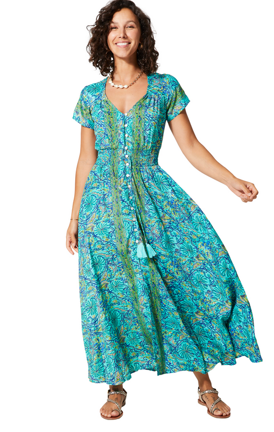 Vestido largo manga corta Sapeira