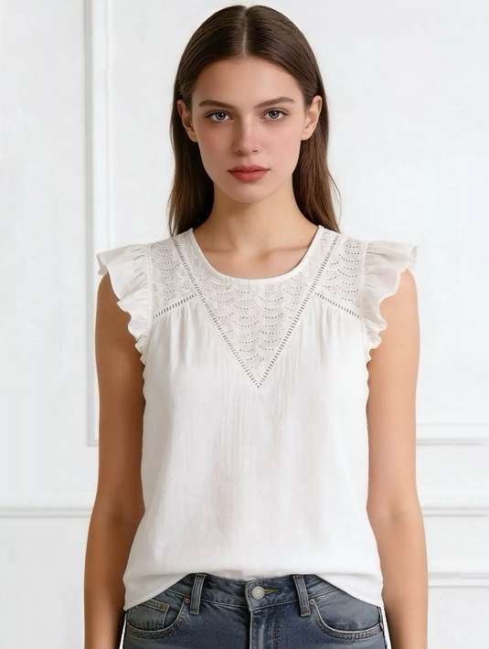 Blusa bordada volante