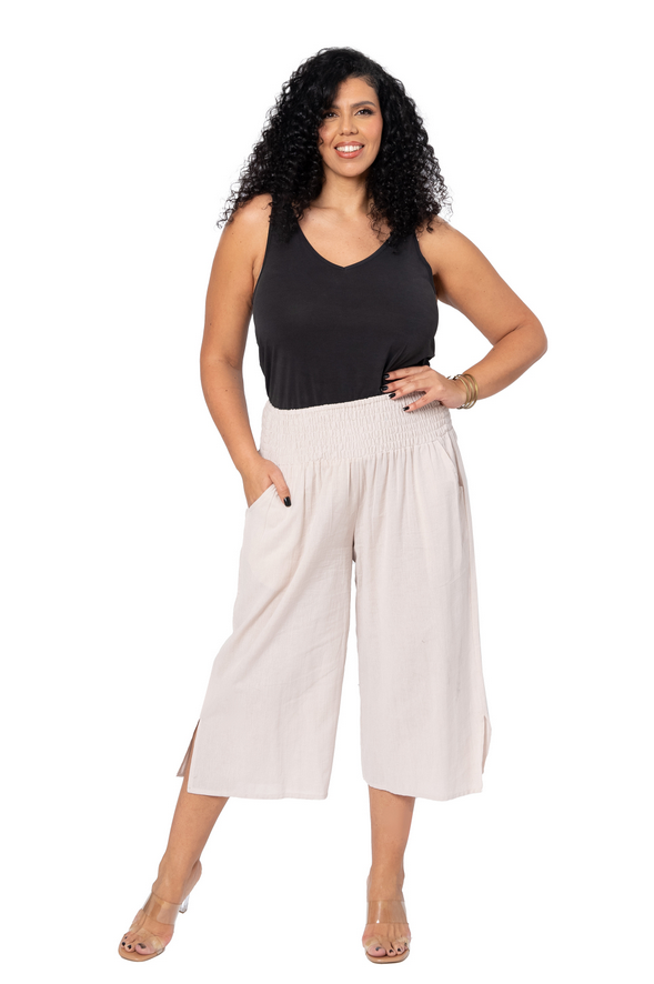Pantalón curvy lino capri