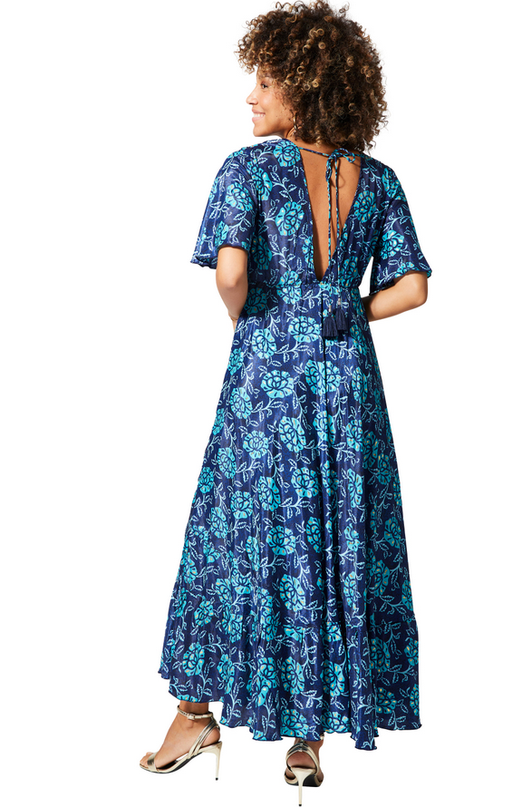 Vestido largo mangas 3/4 Brisa Azul