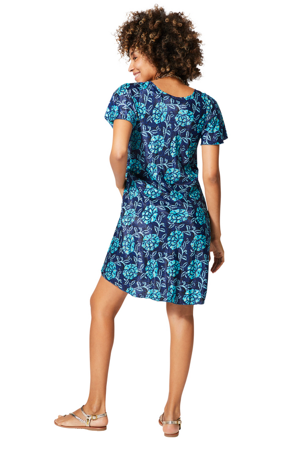 Vestido corto manga corta Brisa Azul