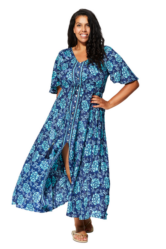 Vestido largo curvy Brisa Azul