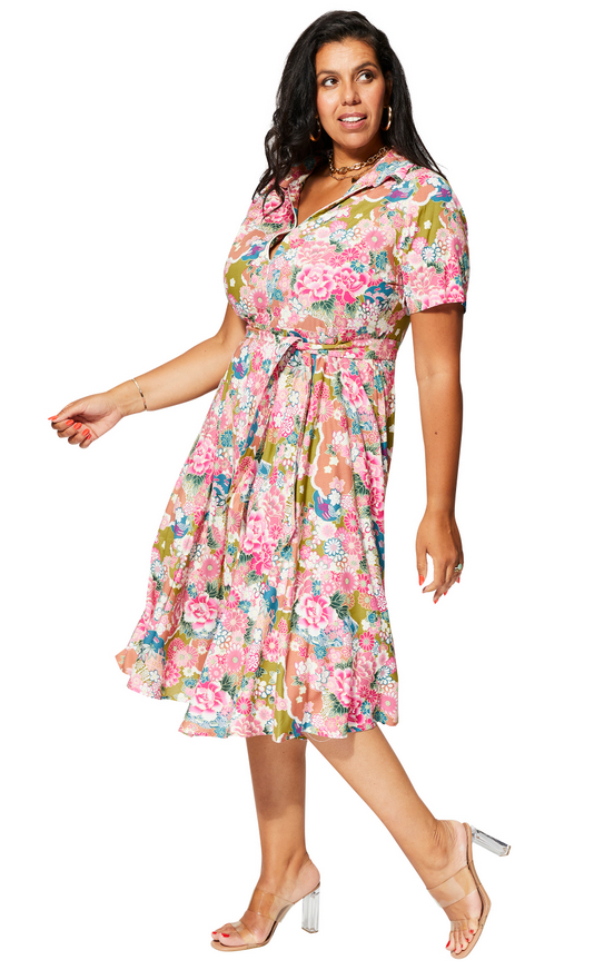 Vestido curvy Floral Rosa