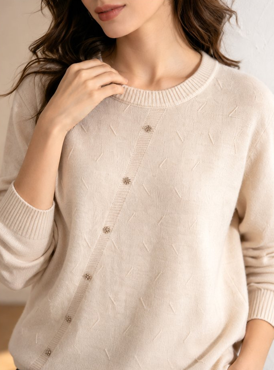 Jersey de punto con botones diagonales - crudo
